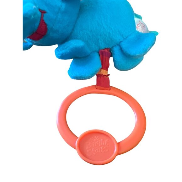 Bright Starts Plush Blue Elephant Baby Toy Orange Teething Ring Ribbon Tail 6" - Picture 2 of 4